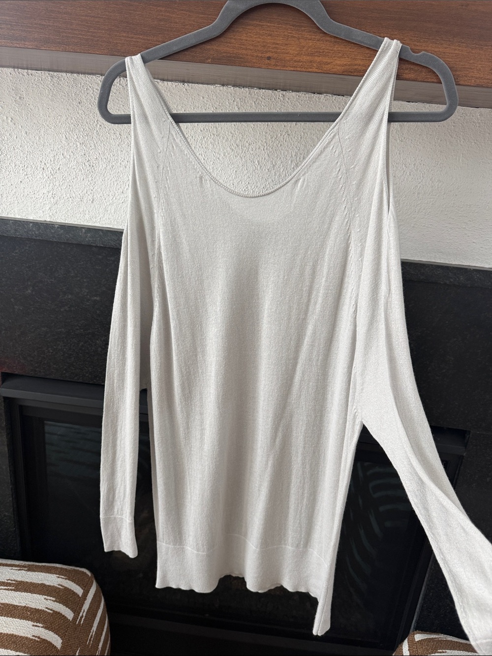 Halston Heritage Light Gray Off-the-Shoulder Women's Sweater Top